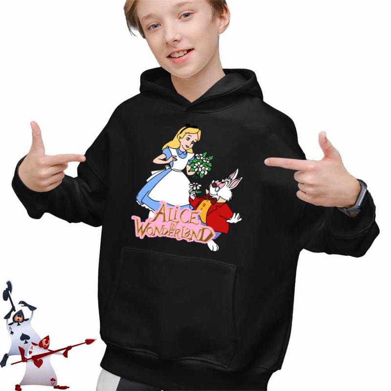 Fashion, accesorii si bijuterii - Copii - Imbracaminte copii - Pulovere si hanorace copii - Hanorac Copii Baieti Alice Tara Minunilor Iepure, negru, marime S Copii - Infinity.ro