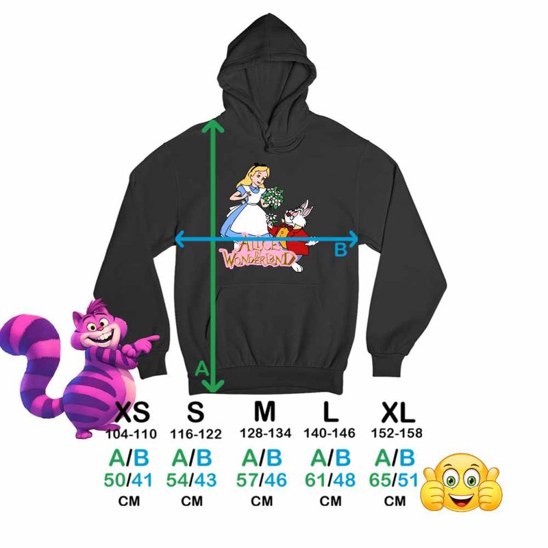 Fashion, accesorii si bijuterii - Copii - Imbracaminte copii - Pulovere si hanorace copii - Hanorac Copii Baieti Alice Tara Minunilor Iepure, negru, marime S Copii - Infinity.ro