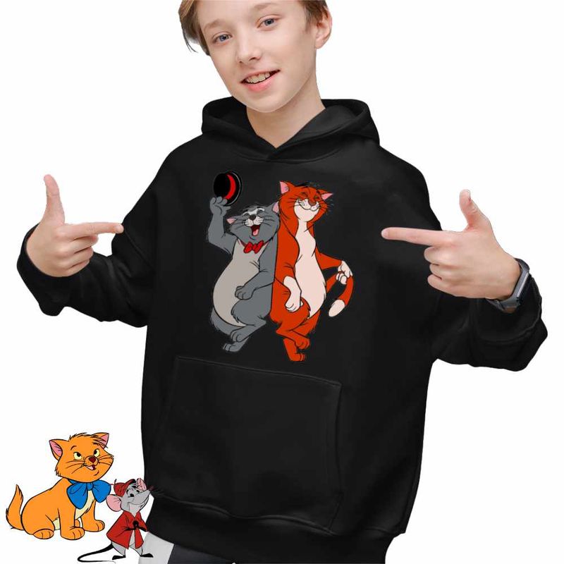 Fashion, accesorii si bijuterii - Copii - Imbracaminte copii - Pulovere si hanorace copii - Hanorac Copii Baieti Pisicile Aristocrate Omalley Scat Cat, negru, marime L Copii - Infinity.ro