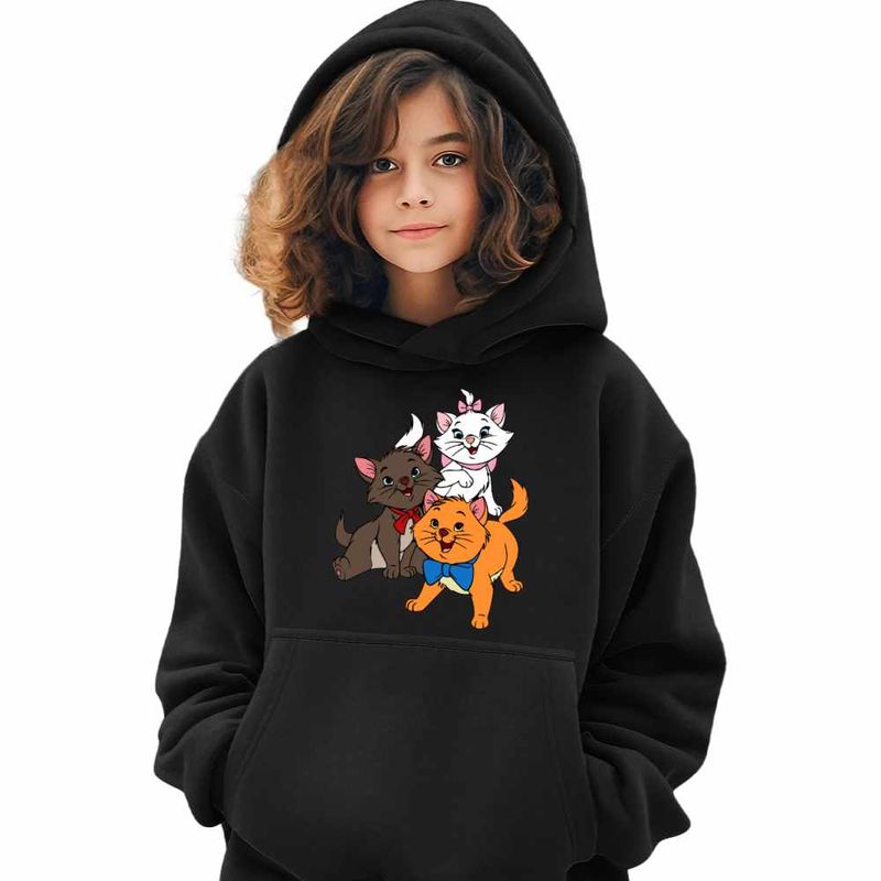 Fashion, accesorii si bijuterii - Copii - Imbracaminte copii - Pulovere si hanorace copii - Hanorac Copii Fete Pisicile Aristocrate Toulouse Motanel, negru, marime XL Copii - Infinity.ro
