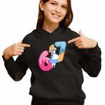 Fashion, accesorii si bijuterii - Copii - Imbracaminte copii - Pulovere si hanorace copii - Hanorac Copii Fete Alice Tara Minunilor Six Seven Sase Sapte 67, negru, marime M Copii - Infinity.ro