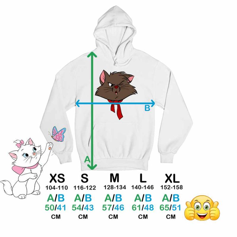 Fashion, accesorii si bijuterii - Copii - Imbracaminte copii - Pulovere si hanorace copii - Hanorac Copii Fete Pisicile Aristocrate Berlioz Motanel, alb, marime XL Copii - Infinity.ro