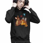 Fashion, accesorii si bijuterii - Copii - Imbracaminte copii - Pulovere si hanorace copii - Hanorac Copii Baieti Bambi Thumper Iepuras Caprioara, negru, marime XS Copii - Infinity.ro