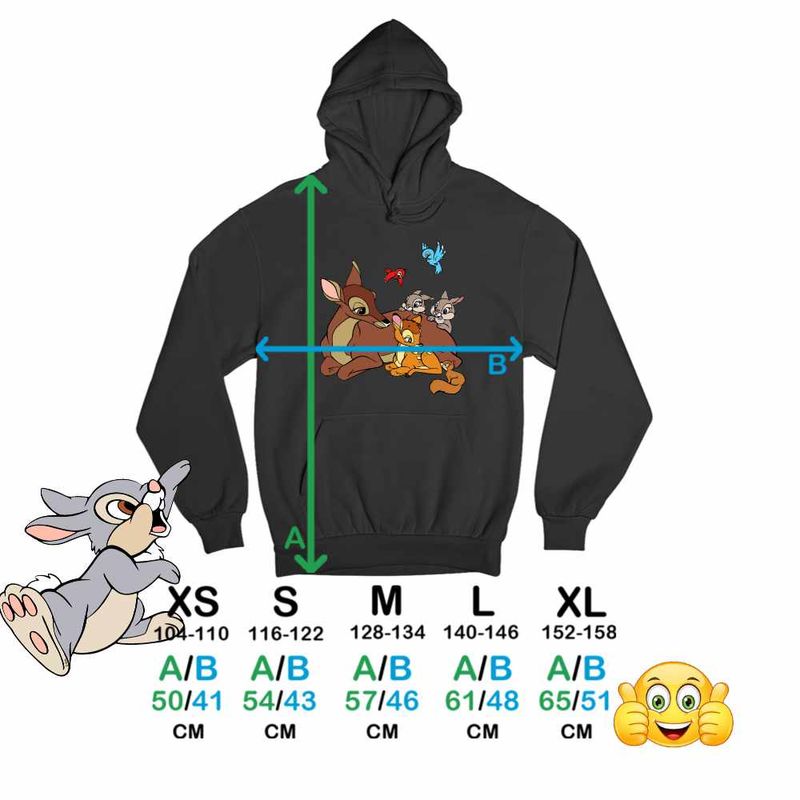 Fashion, accesorii si bijuterii - Copii - Imbracaminte copii - Pulovere si hanorace copii - Hanorac Copii Baieti Bambi Thumper Iepuras Caprioara, negru, marime XS Copii - Infinity.ro