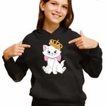 Fashion, accesorii si bijuterii - Copii - Imbracaminte copii - Pulovere si hanorace copii - Hanorac Copii Fete Pisicile Aristocrate Marie Printesa Regina Coroana, negru, marime L Copii - Infinity.ro
