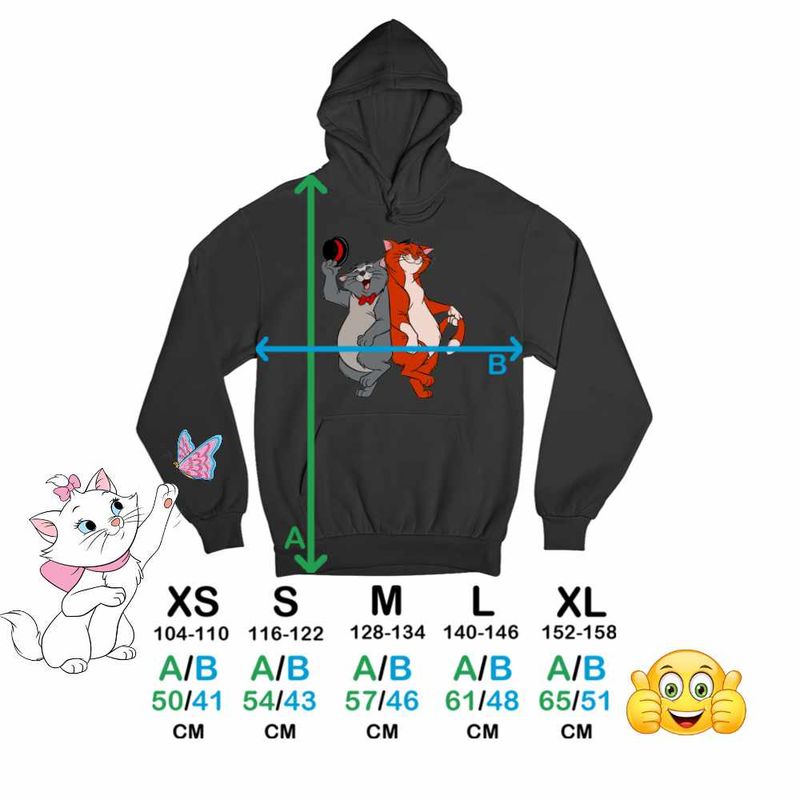 Fashion, accesorii si bijuterii - Copii - Imbracaminte copii - Pulovere si hanorace copii - Hanorac Copii Fete Pisicile Aristocrate Omalley Scat Cat, negru, marime XS Copii - Infinity.ro