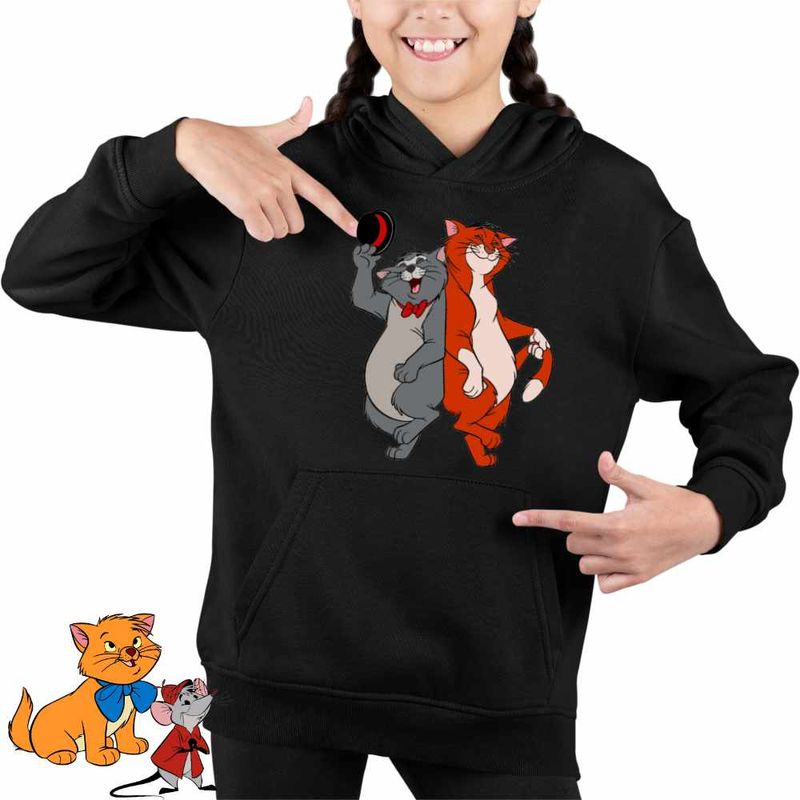 Fashion, accesorii si bijuterii - Copii - Imbracaminte copii - Pulovere si hanorace copii - Hanorac Copii Fete Pisicile Aristocrate Omalley Scat Cat, negru, marime XS Copii - Infinity.ro