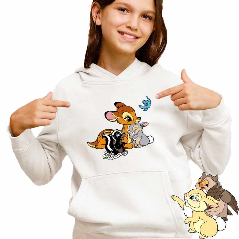 Fashion, accesorii si bijuterii - Copii - Imbracaminte copii - Pulovere si hanorace copii - Hanorac Copii Fete Bambi Thumper Flower Natura Sconcs, alb, marime S Copii - Infinity.ro