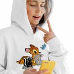 Fashion, accesorii si bijuterii - Copii - Imbracaminte copii - Pulovere si hanorace copii - Hanorac Copii Fete Bambi Thumper Flower Natura Sconcs, alb, marime S Copii - Infinity.ro