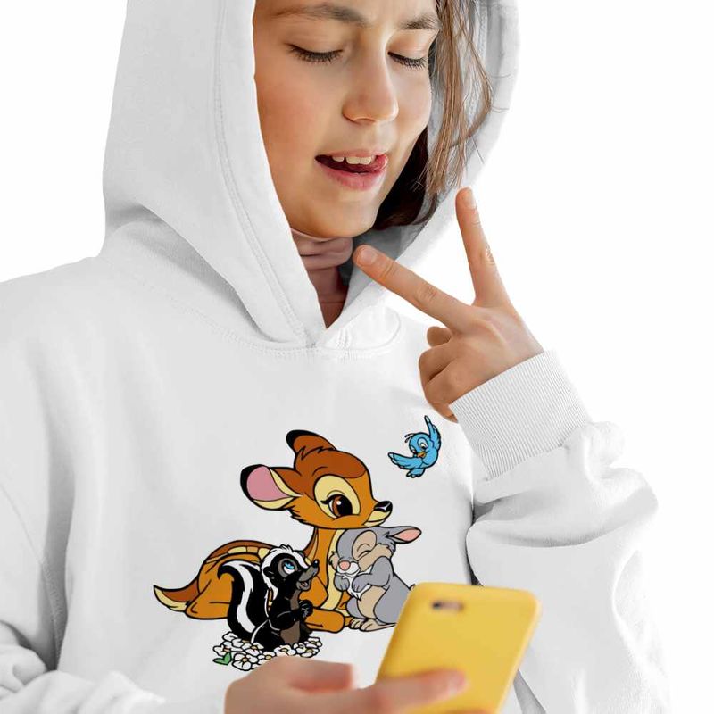 Fashion, accesorii si bijuterii - Copii - Imbracaminte copii - Pulovere si hanorace copii - Hanorac Copii Fete Bambi Thumper Flower Natura Sconcs, alb, marime S Copii - Infinity.ro