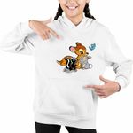 Fashion, accesorii si bijuterii - Copii - Imbracaminte copii - Pulovere si hanorace copii - Hanorac Copii Fete Bambi Thumper Flower Natura Sconcs, alb, marime S Copii - Infinity.ro
