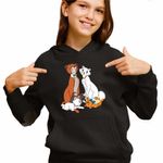 Fashion, accesorii si bijuterii - Copii - Imbracaminte copii - Pulovere si hanorace copii - Hanorac Copii Fete Pisicile Aristocrate Familie Desene Animate, negru, marime L Copii - Infinity.ro