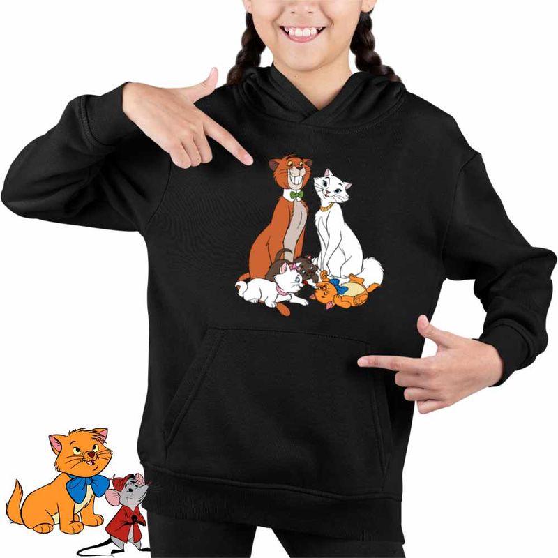 Fashion, accesorii si bijuterii - Copii - Imbracaminte copii - Pulovere si hanorace copii - Hanorac Copii Fete Pisicile Aristocrate Familie Desene Animate, negru, marime L Copii - Infinity.ro