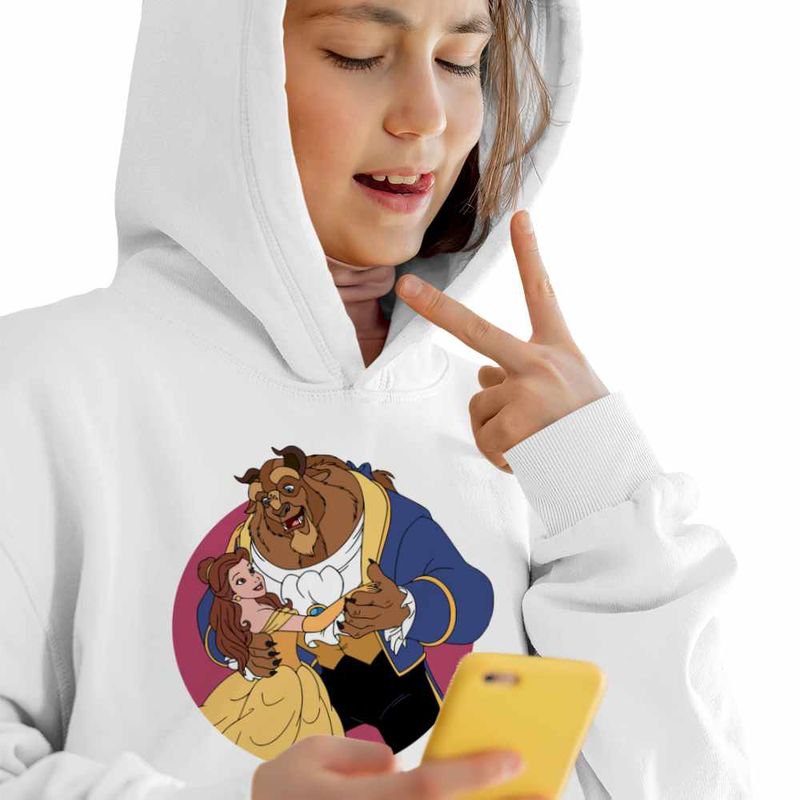 Fashion, accesorii si bijuterii - Copii - Imbracaminte copii - Pulovere si hanorace copii - Hanorac Copii Fete Frumoasa si Bestia Vals, alb, marime M Copii - Infinity.ro