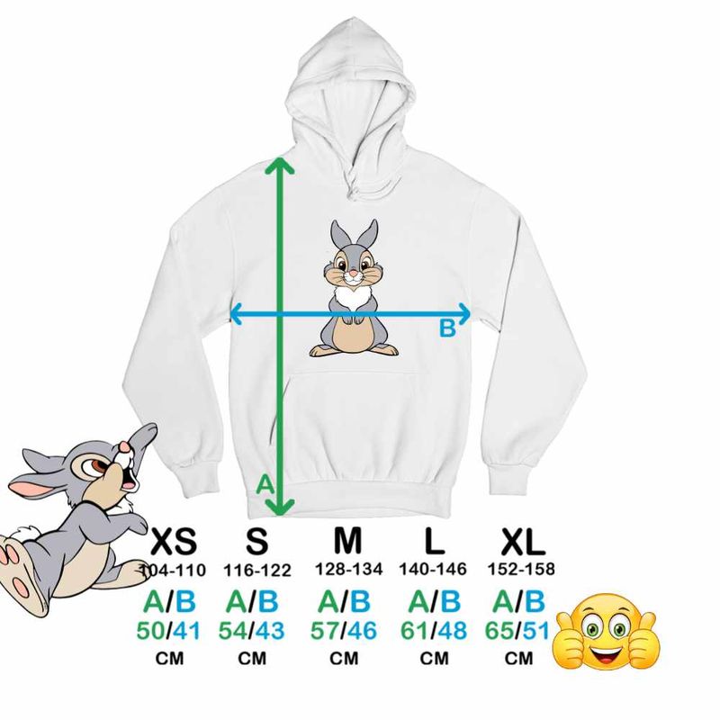 Fashion, accesorii si bijuterii - Copii - Imbracaminte copii - Pulovere si hanorace copii - Hanorac Copii Baieti Iepuras Thumper Bambi Dragut, alb, marime M Copii - Infinity.ro