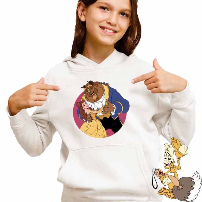 Fashion, accesorii si bijuterii - Copii - Imbracaminte copii - Pulovere si hanorace copii - Hanorac Copii Fete Frumoasa si Bestia Vals, alb, marime M Copii - Infinity.ro