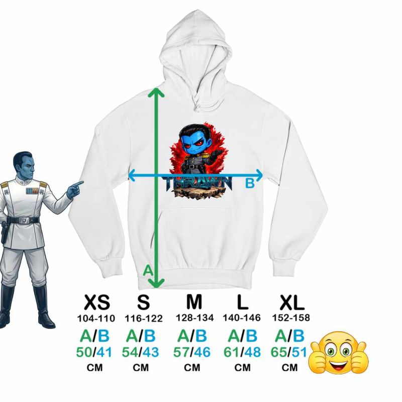 Fashion, accesorii si bijuterii - Copii - Imbracaminte copii - Pulovere si hanorace copii - Hanorac Copii Baieti Star Wars Thrawn Grand Admiral Chibi, alb, marime XL Copii - Infinity.ro