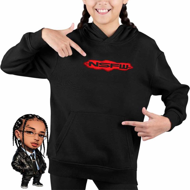 Fashion, accesorii si bijuterii - Copii - Imbracaminte copii - Pulovere si hanorace copii - Hanorac Copii Fete Tyga NSFW Rap Music, negru, marime XL Copii - Infinity.ro