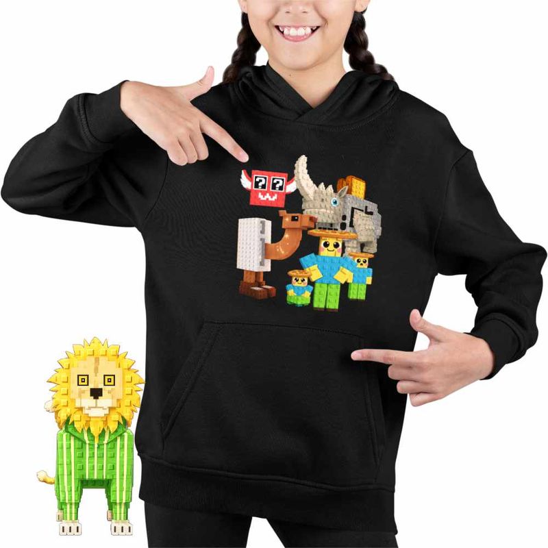 Fashion, accesorii si bijuterii - Copii - Imbracaminte copii - Pulovere si hanorace copii - Hanorac Copii Fete Steal a Brainrot Noobinis Roblox Meme, negru, marime S Copii - Infinity.ro