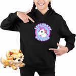 Fashion, accesorii si bijuterii - Copii - Imbracaminte copii - Pulovere si hanorace copii - Hanorac Copii Fete Adopt Me Roblox Legendary Unicorn, negru, marime L Copii - Infinity.ro