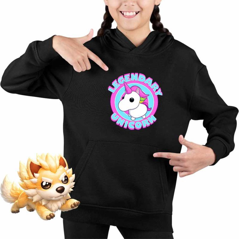 Fashion, accesorii si bijuterii - Copii - Imbracaminte copii - Pulovere si hanorace copii - Hanorac Copii Fete Adopt Me Roblox Legendary Unicorn, negru, marime L Copii - Infinity.ro