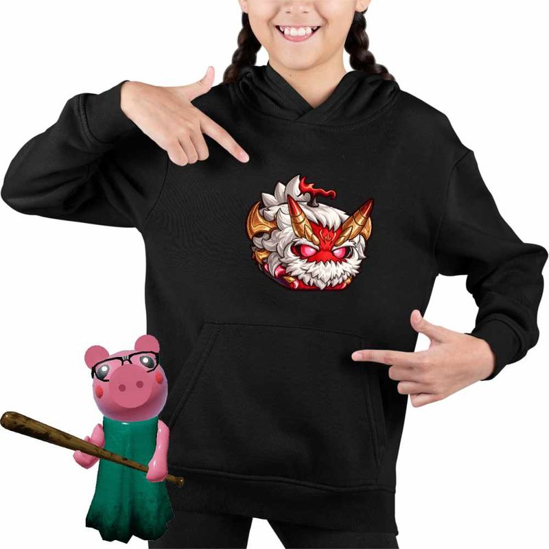 Fashion, accesorii si bijuterii - Copii - Imbracaminte copii - Pulovere si hanorace copii - Hanorac Copii Fete Blox Fruits Fiend Fruit Roblox Fructe, negru, marime L Copii - Infinity.ro