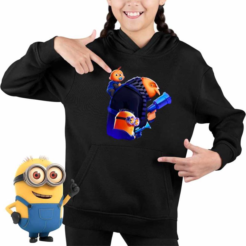 Fashion, accesorii si bijuterii - Copii - Imbracaminte copii - Pulovere si hanorace copii - Hanorac Copii Fete Despicable Minions Misiune, negru, marime L Copii - Infinity.ro