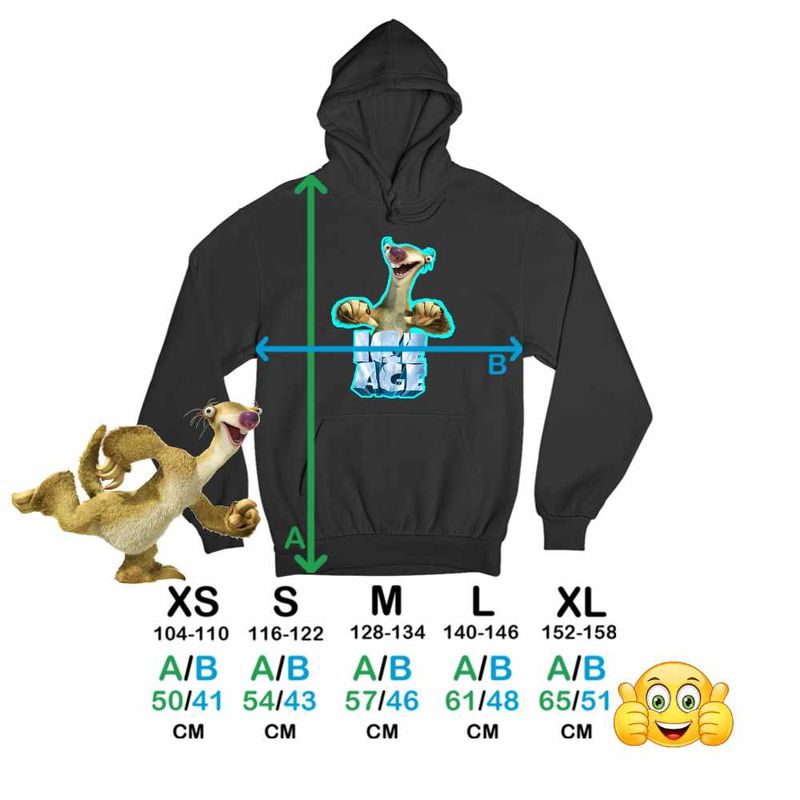 Fashion, accesorii si bijuterii - Copii - Imbracaminte copii - Pulovere si hanorace copii - Hanorac Copii Baieti Ice Age Sid Adventures, negru, marime L Copii - Infinity.ro