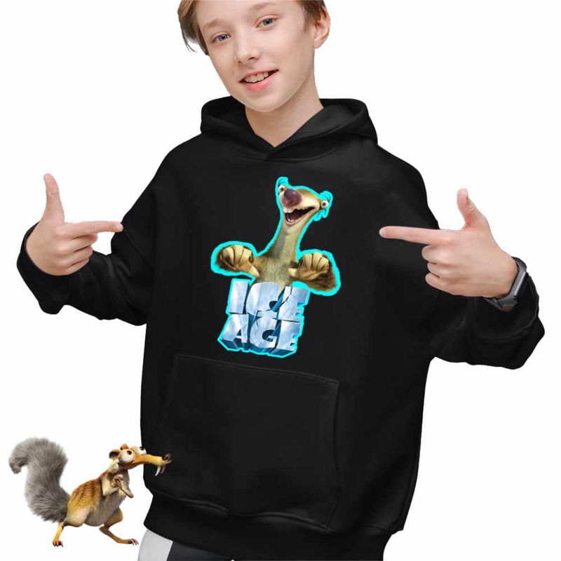 Fashion, accesorii si bijuterii - Copii - Imbracaminte copii - Pulovere si hanorace copii - Hanorac Copii Baieti Ice Age Sid Adventures, negru, marime L Copii - Infinity.ro