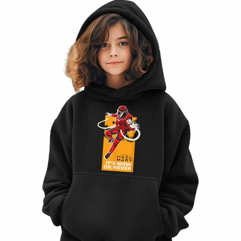 Fashion, accesorii si bijuterii - Copii - Imbracaminte copii - Pulovere si hanorace copii - Hanorac Copii Fete Project Hail Mary Now or Never Astrophage, negru, marime M Copii - Infinity.ro