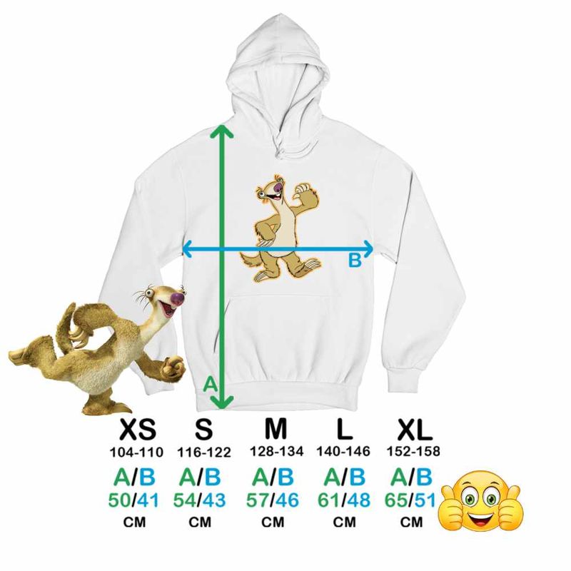 Fashion, accesorii si bijuterii - Copii - Imbracaminte copii - Pulovere si hanorace copii - Hanorac Copii Baieti Ice Age Sid Party Epoca de Gheata, alb, marime S Copii - Infinity.ro