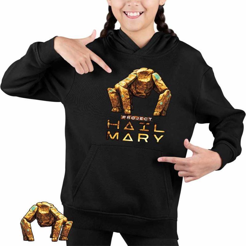 Fashion, accesorii si bijuterii - Copii - Imbracaminte copii - Pulovere si hanorace copii - Hanorac Copii Fete Project Hail Mary Rocky Eridian Alien Engineer, negru, marime XL Copii - Infinity.ro