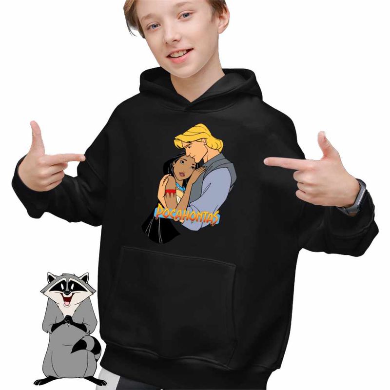 Fashion, accesorii si bijuterii - Copii - Imbracaminte copii - Pulovere si hanorace copii - Hanorac Copii Baieti Pocahontas Love Dragobete, negru, marime S Copii - Infinity.ro