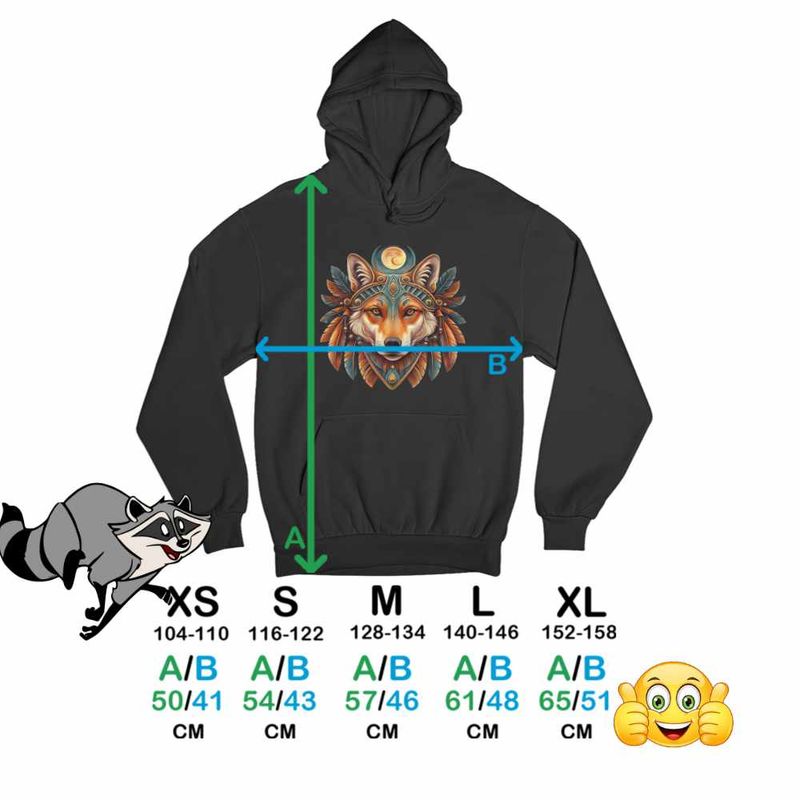 Fashion, accesorii si bijuterii - Copii - Imbracaminte copii - Pulovere si hanorace copii - Hanorac Copii Baieti Lup Mistic Native American, negru, marime L Copii - Infinity.ro