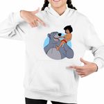 Fashion, accesorii si bijuterii - Copii - Imbracaminte copii - Pulovere si hanorace copii - Hanorac Copii Fete Cartea Junglei Baloo Mowgli, alb, marime M Copii - Infinity.ro