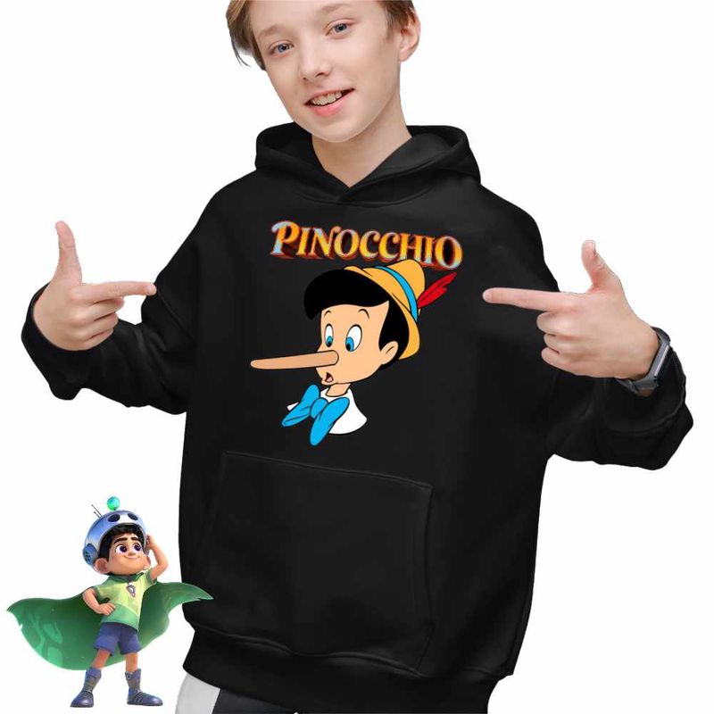 Fashion, accesorii si bijuterii - Copii - Imbracaminte copii - Pulovere si hanorace copii - Hanorac Copii Baieti Pinocchio Nas Lung, negru, marime S Copii - Infinity.ro