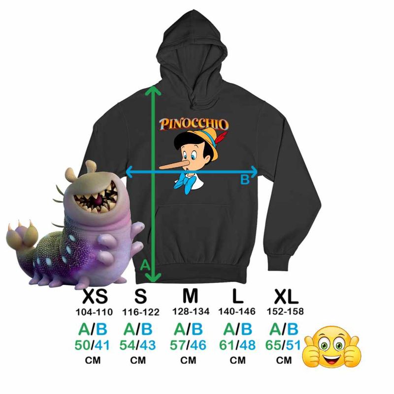 Fashion, accesorii si bijuterii - Copii - Imbracaminte copii - Pulovere si hanorace copii - Hanorac Copii Baieti Pinocchio Nas Lung, negru, marime S Copii - Infinity.ro