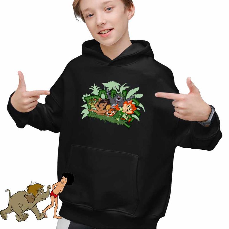 Fashion, accesorii si bijuterii - Copii - Imbracaminte copii - Pulovere si hanorace copii - Hanorac Copii Baieti Cartea Junglei Mowgli, negru, marime M Copii - Infinity.ro