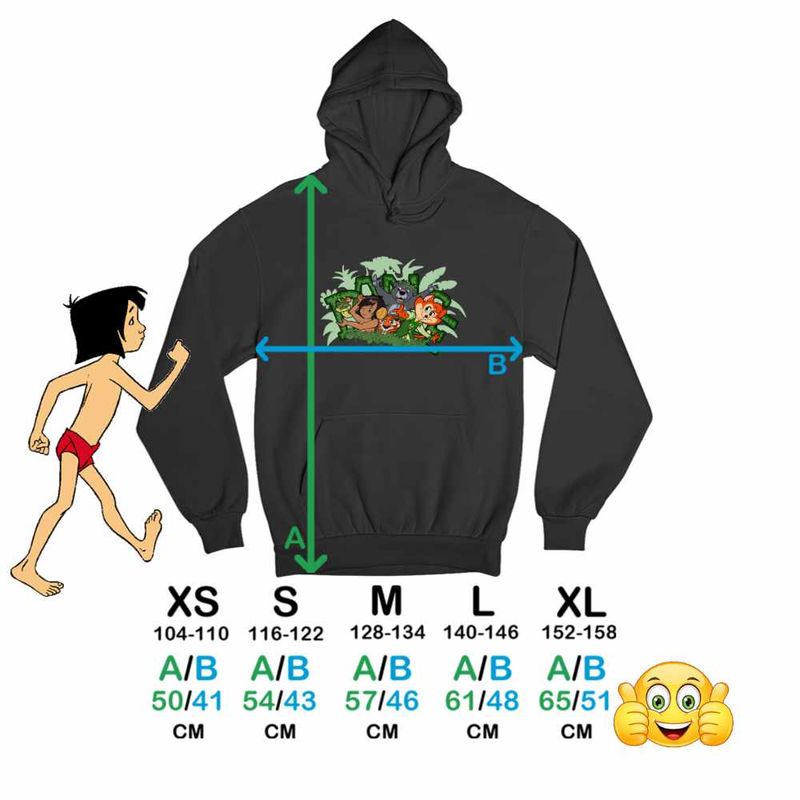 Fashion, accesorii si bijuterii - Copii - Imbracaminte copii - Pulovere si hanorace copii - Hanorac Copii Baieti Cartea Junglei Mowgli, negru, marime M Copii - Infinity.ro