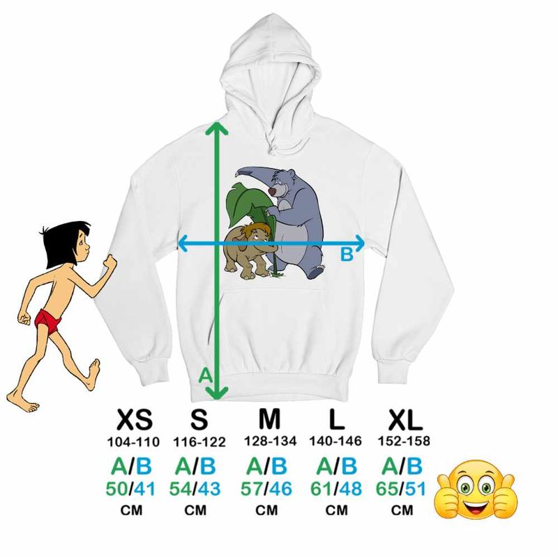 Fashion, accesorii si bijuterii - Copii - Imbracaminte copii - Pulovere si hanorace copii - Hanorac Copii Fete Cartea Junglei Baloo Junior, alb, marime S Copii - Infinity.ro