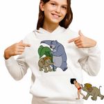 Fashion, accesorii si bijuterii - Copii - Imbracaminte copii - Pulovere si hanorace copii - Hanorac Copii Fete Cartea Junglei Baloo Junior, alb, marime S Copii - Infinity.ro