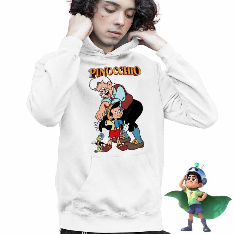 Fashion, accesorii si bijuterii - Copii - Imbracaminte copii - Pulovere si hanorace copii - Hanorac Copii Baieti Pinocchio Geppetto Jiminy, alb, marime XL Copii - Infinity.ro