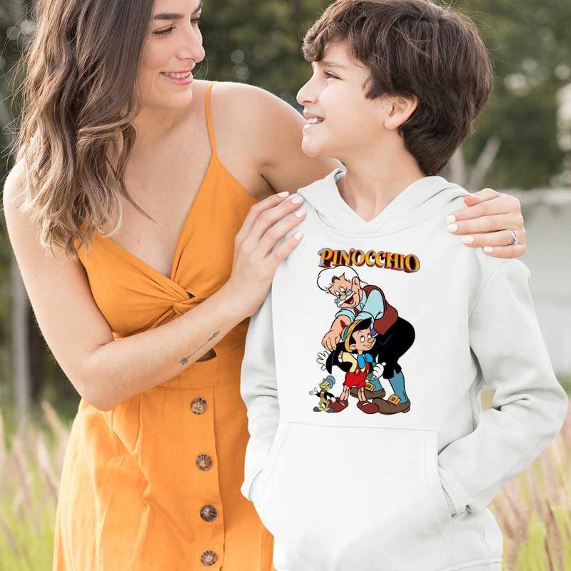 Fashion, accesorii si bijuterii - Copii - Imbracaminte copii - Pulovere si hanorace copii - Hanorac Copii Baieti Pinocchio Geppetto Jiminy, alb, marime XL Copii - Infinity.ro