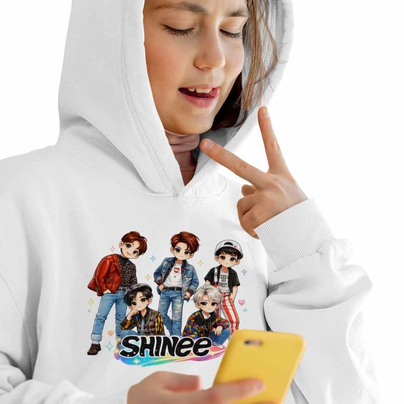 Fashion, accesorii si bijuterii - Copii - Imbracaminte copii - Pulovere si hanorace copii - Hanorac Copii Fete Shinee Kpop All Gang, alb, marime S Copii - Infinity.ro