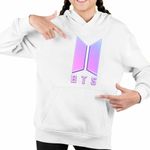 Fashion, accesorii si bijuterii - Copii - Imbracaminte copii - Pulovere si hanorace copii - Hanorac Copii Fete BTS Sigil Kpop Vibe, alb, marime S Copii - Infinity.ro