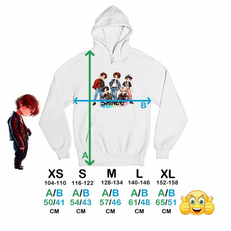Fashion, accesorii si bijuterii - Copii - Imbracaminte copii - Pulovere si hanorace copii - Hanorac Copii Fete Shinee Kpop All Gang, alb, marime S Copii - Infinity.ro