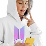 Fashion, accesorii si bijuterii - Copii - Imbracaminte copii - Pulovere si hanorace copii - Hanorac Copii Fete BTS Sigil Kpop Vibe, alb, marime S Copii - Infinity.ro