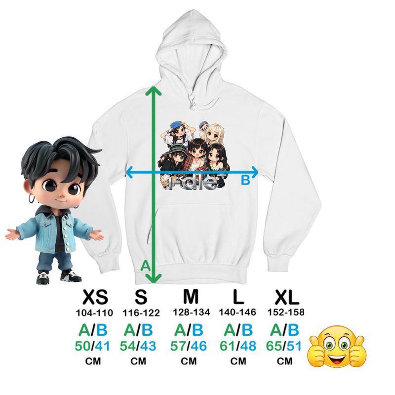 Fashion, accesorii si bijuterii - Copii - Imbracaminte copii - Pulovere si hanorace copii - Hanorac Copii Fete I-dle Kpop Cartoon Idle Merch, alb, marime S Copii - Infinity.ro