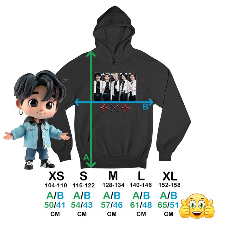 Fashion, accesorii si bijuterii - Copii - Imbracaminte copii - Pulovere si hanorace copii - Hanorac Copii Baieti Tomorrow X Together Kpop Party Merch, negru, marime L Copii - Infinity.ro