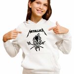 Fashion, accesorii si bijuterii - Copii - Imbracaminte copii - Pulovere si hanorace copii - Hanorac Copii Fete Metallica Merch Skeleton, alb, marime L Copii - Infinity.ro